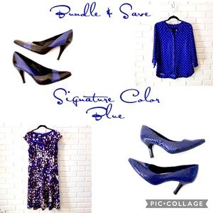 Signature Color Blue Bundle Dress, Blouse & Shoes